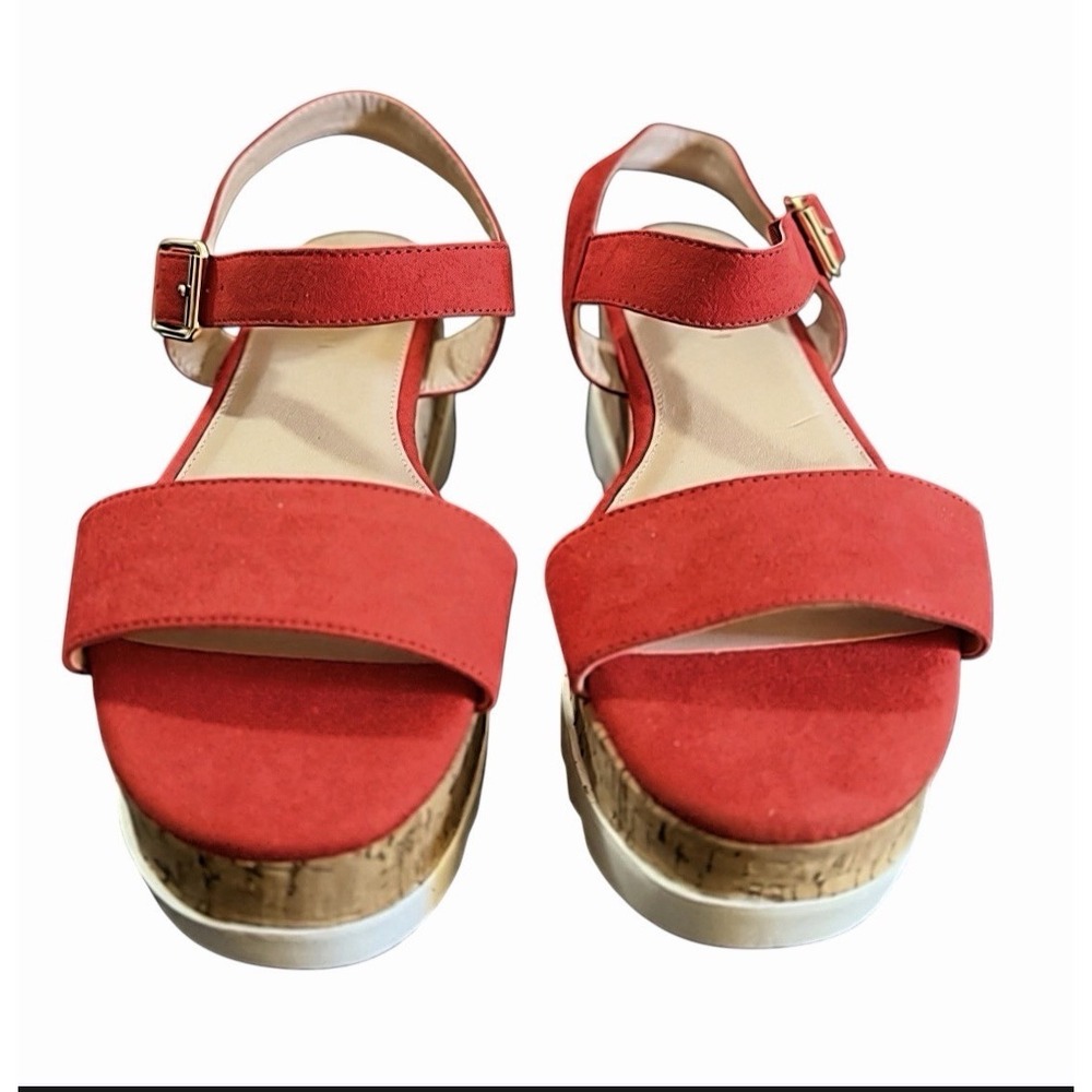 Madden Girl Red Suede Platform Ankle Strap Buckle Strappy Sandals Women's 9M - Picture 2 of 6